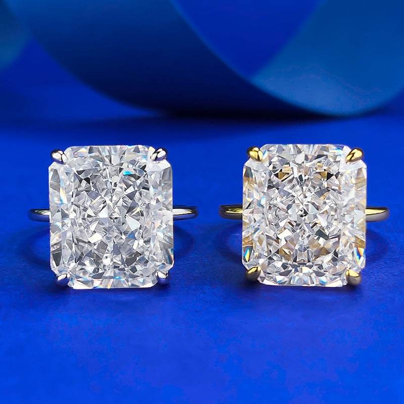 S925 Sterling Silver High-carbon Diamond Ring with Ice Flower Cut 12*14mm Simple Style - MOWTE