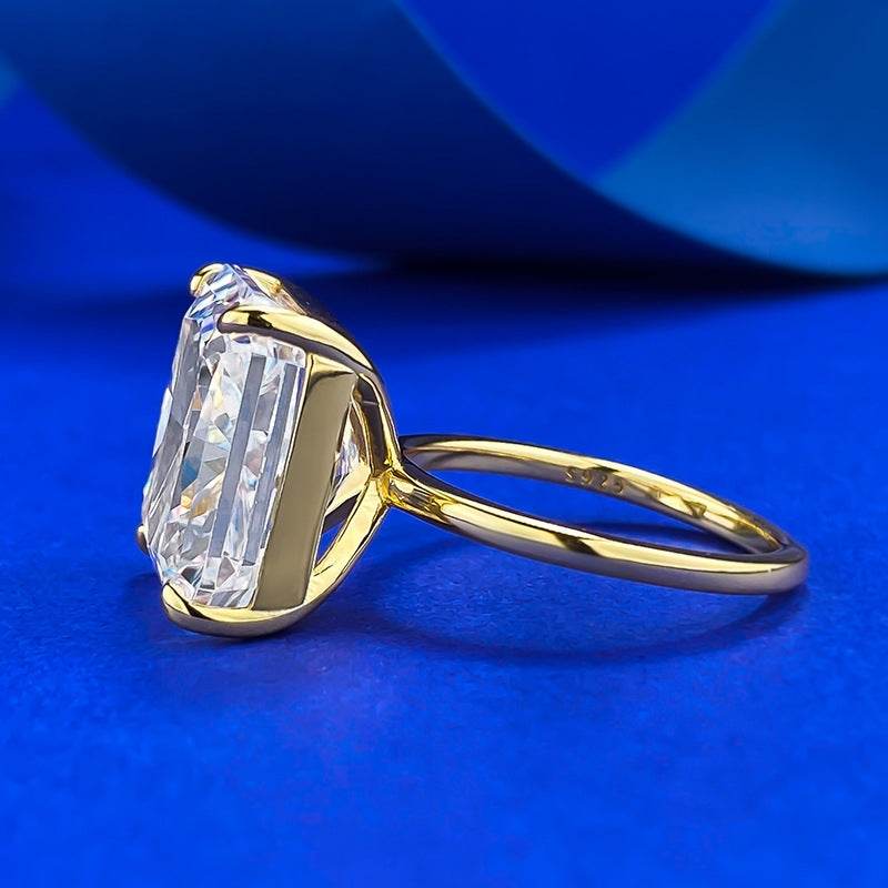 S925 Sterling Silver High-carbon Diamond Ring with Ice Flower Cut 12*14mm Simple Style - MOWTE