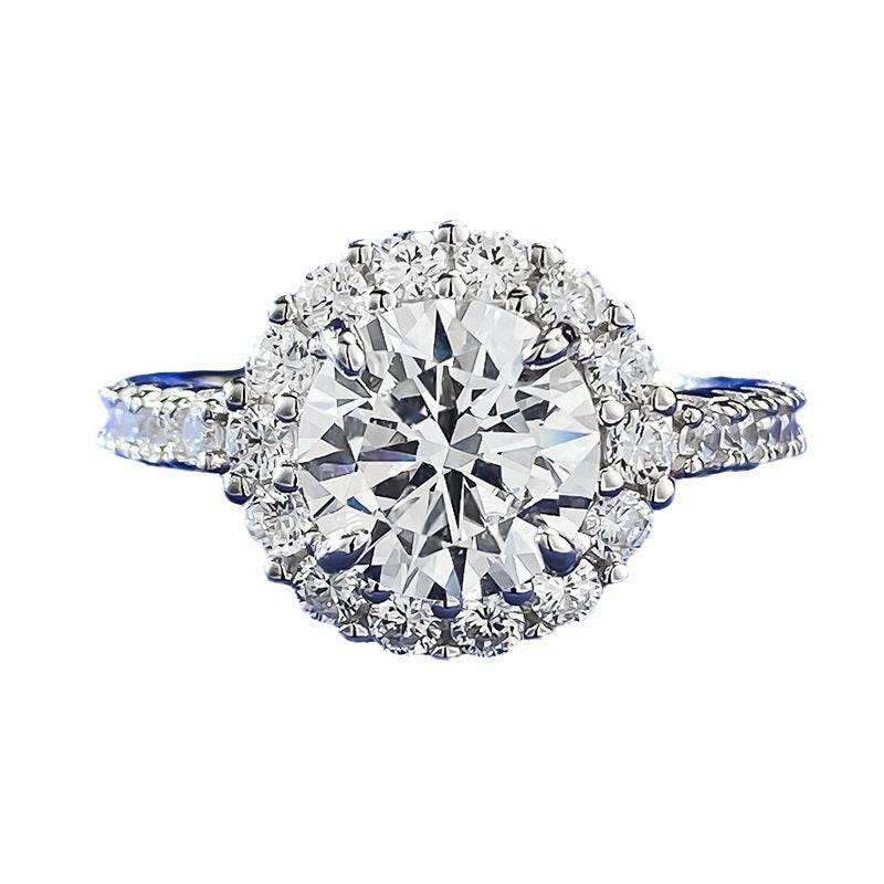 High-grade Imitation Diamond Ring 8mm Round White Diamond Wedding Ring for Women - MOWTE