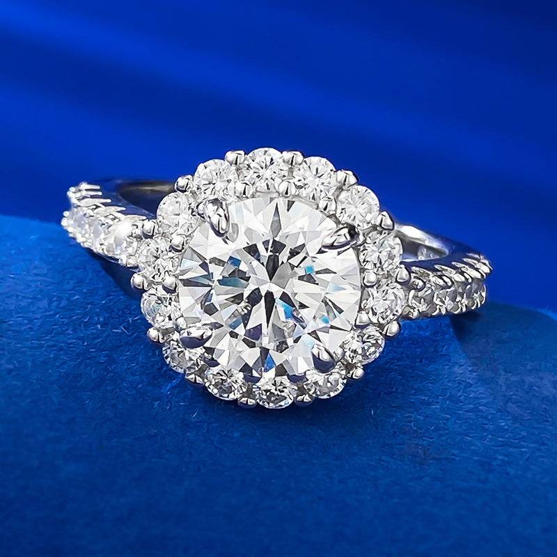 High-grade Imitation Diamond Ring 8mm Round White Diamond Wedding Ring for Women - MOWTE