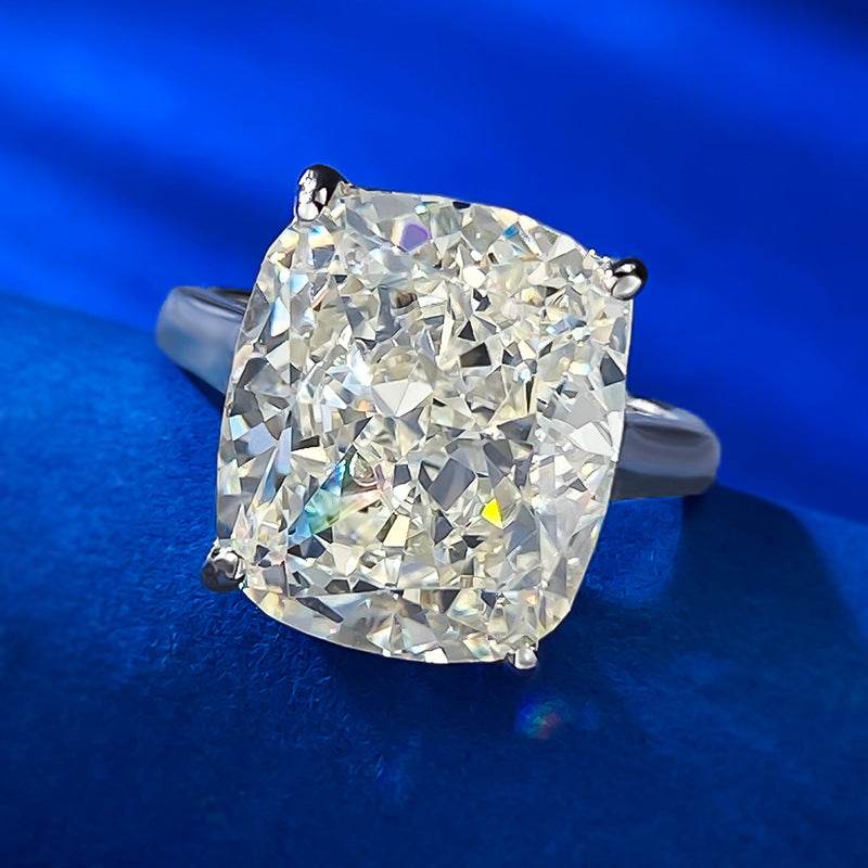 High-end Imitation Diamond Wedding Ring huge12*14mm 6-carat high-carbon diamond ice flower cut G color S925 sterling silver women - MOWTE