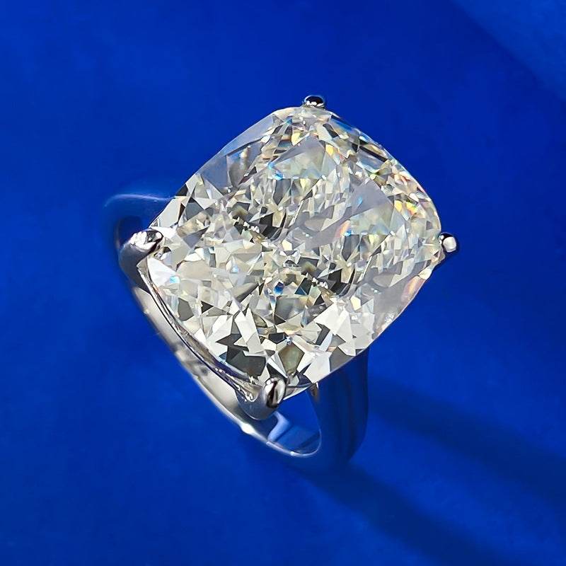 High-end Imitation Diamond Wedding Ring huge12*14mm 6-carat high-carbon diamond ice flower cut G color S925 sterling silver women - MOWTE