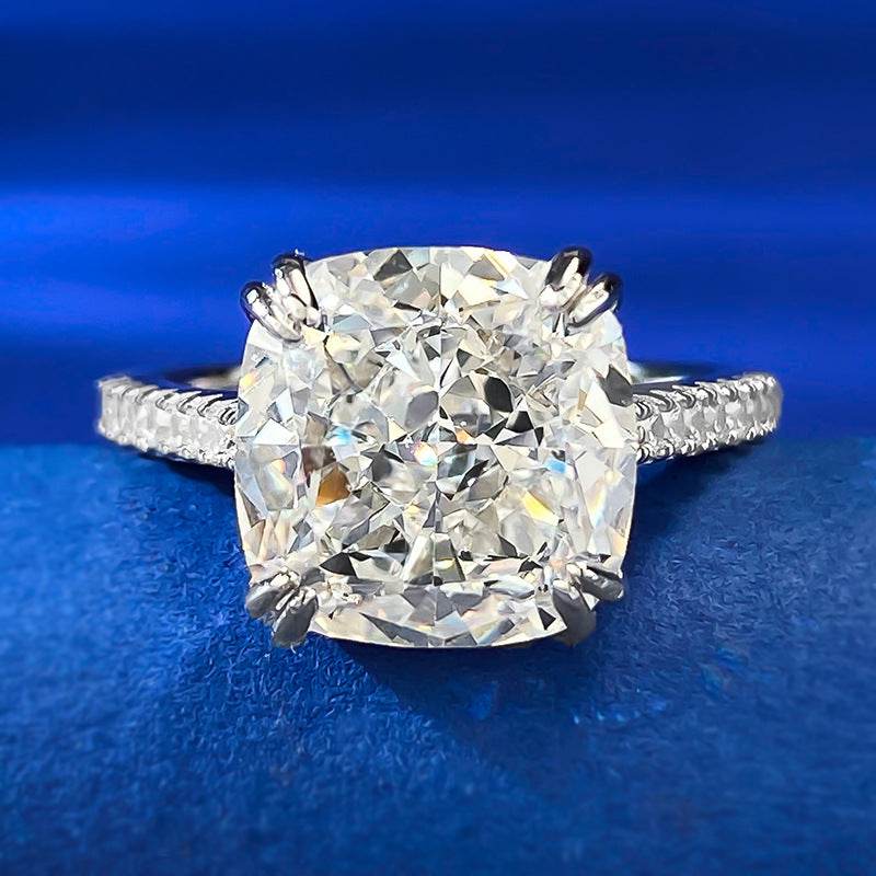 New S925 Sterling Silver High-Carbon Diamond Ice Cut 10x10mm Stylish Everyday Ring - MOWTE