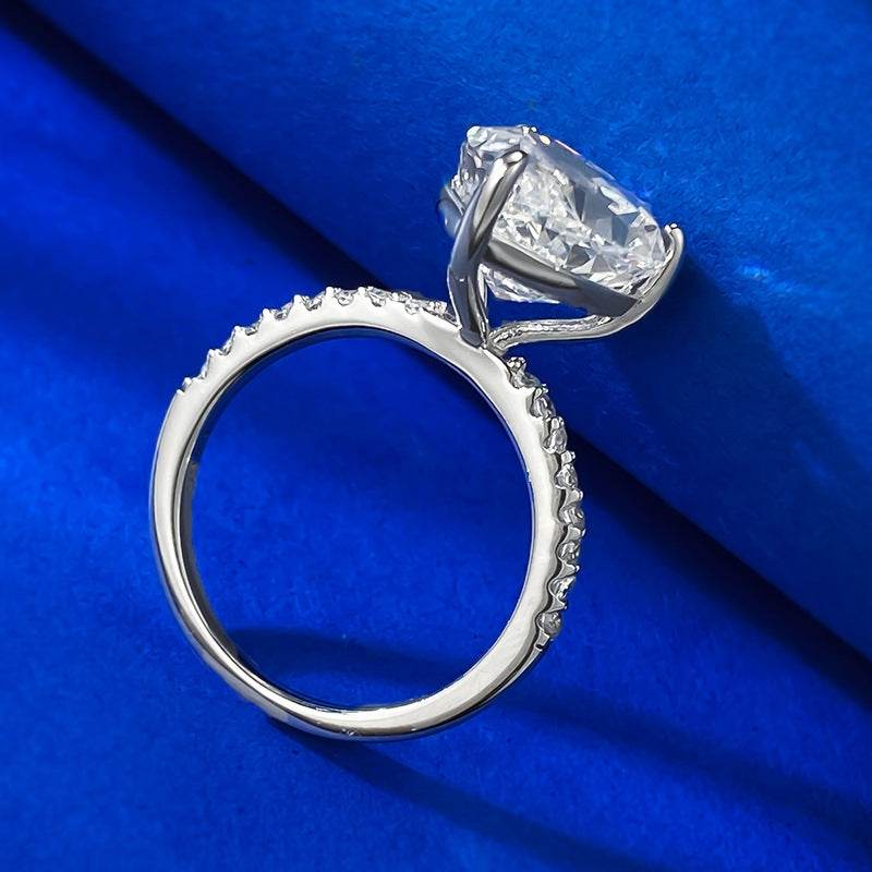 Hot-selling huge 10*14mm pear-shaped high-carbon diamond water drop pure silver engagement ring for women - MOWTE