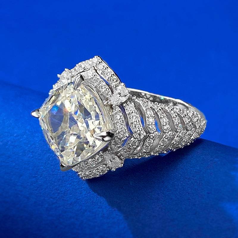 S925 Silver 10 * 10 White G High Carbon Diamond Ring - MOWTE
