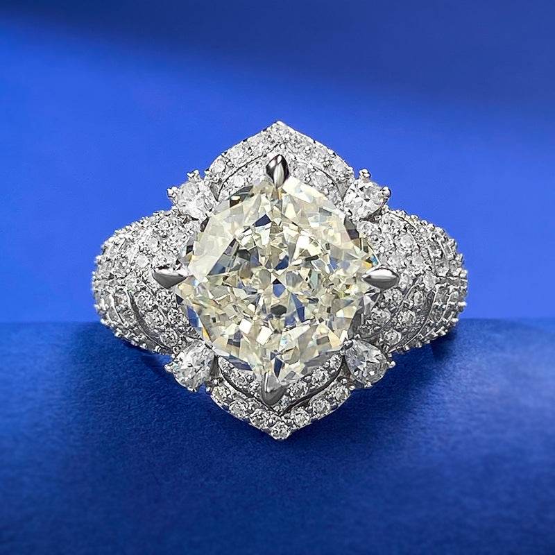 S925 Silver 10 * 10 White G High Carbon Diamond Ring - MOWTE