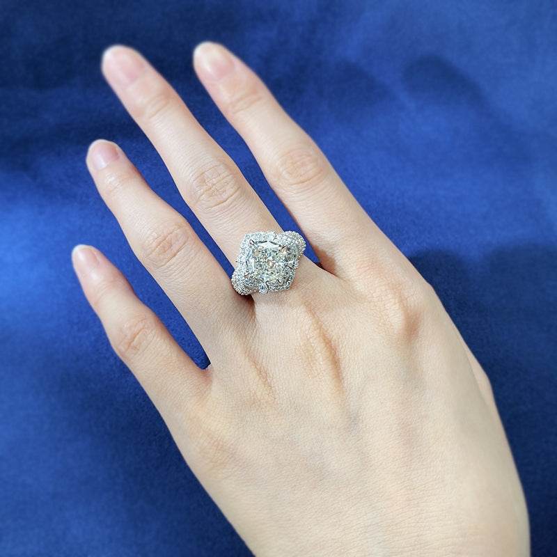 S925 Silver 10 * 10 White G High Carbon Diamond Ring - MOWTE