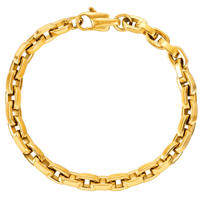 18K Gold-colored Handchain hip-hop titanium steel bracelet suitable for both men and women high-end O-shape - MOWTE