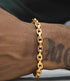 18K Gold-colored Handchain hip-hop titanium steel bracelet suitable for both men and women high-end O-shape - MOWTE