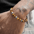 Natural tiger eye stone bracelet for men and women trendy niche steel ball tiger eye stone bracelet versatile boyfriend gift - MOWTE