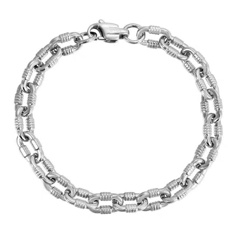 Silver titanium steel 8-shaped spiral bracelet hip-hop trend personality O-shape splicing bracelet high-end feel without fading - MOWTE