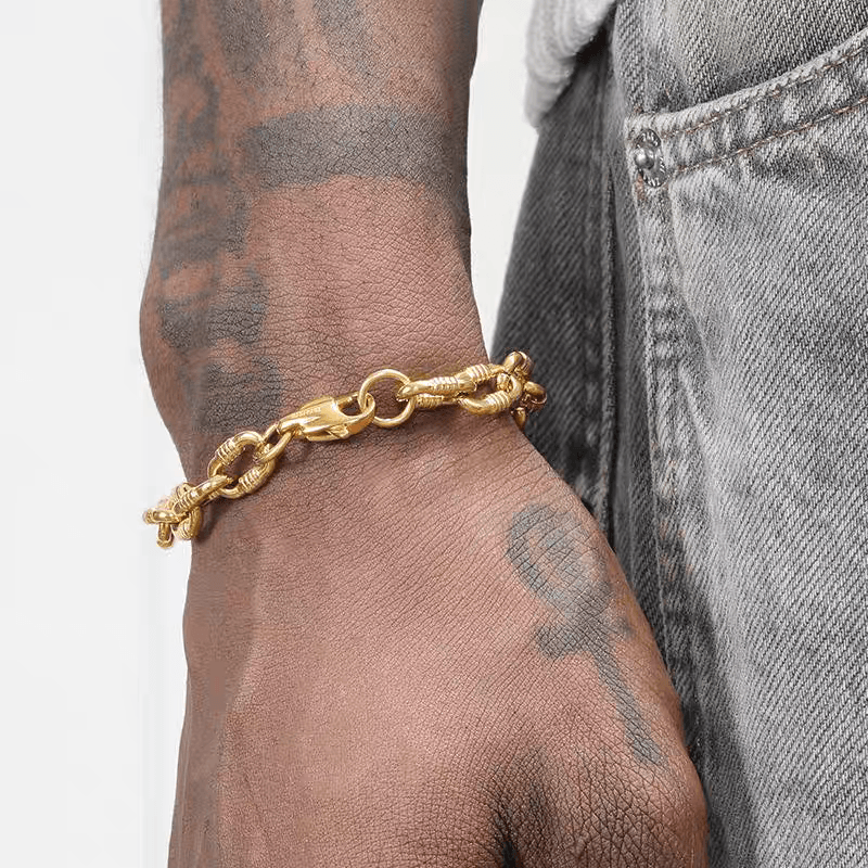 Silver titanium steel 8-shaped spiral bracelet hip-hop trend personality O-shape splicing bracelet high-end feel without fading - MOWTE