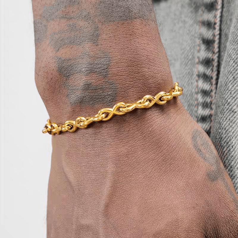 Silver titanium steel 8-shaped spiral bracelet hip-hop trend personality O-shape splicing bracelet high-end feel without fading - MOWTE