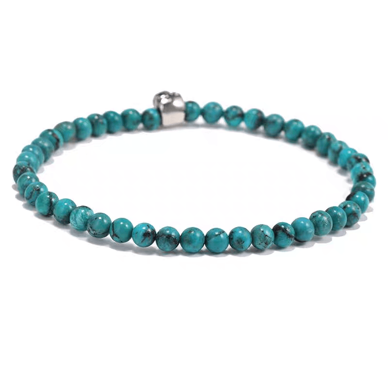 Natural turquoise bracelet men's hip-hop trend versatile handmade bead skull bracelet women's ins - MOWTE
