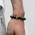 Golden Circle Black Stone Bracelet Men's Retro Trendy Versatile Handmade Round Bead Bead Bracelet Women's Handpiece Simple - MOWTE