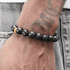 Golden Circle Black Stone Bracelet Men's Retro Trendy Versatile Handmade Round Bead Bead Bracelet Women's Handpiece Simple - MOWTE