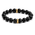 Golden Circle Black Stone Bracelet Men's Retro Trendy Versatile Handmade Round Bead Bead Bracelet Women's Handpiece Simple - MOWTE