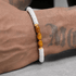 Round white shell bracelet for men and women simple and fashionable tiger eye stone handmade bead bracelet - MOWTE