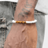 Round white shell bracelet for men and women simple and fashionable tiger eye stone handmade bead bracelet - MOWTE