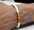 Round white shell bracelet for men and women simple and fashionable tiger eye stone handmade bead bracelet - MOWTE