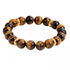 Natural Tiger Eye Stone Bracelet for Men Trendy Versatile Round Bead Cross Gold Circle Round Bead Bracelet for Women - MOWTE