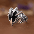 S925 pure silver precision black agate men's ring dragon claw domineering retro eagle claw style index finger men's ring - MOWTE