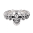 S925 pure silver precision trendy skull domineering punk style hip-hop rock skull open ring silver men's and women's rings - MOWTE