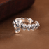 S925 pure silver precision trendy skull domineering punk style hip-hop rock skull open ring silver men's and women's rings - MOWTE