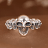 S925 pure silver precision trendy skull domineering punk style hip-hop rock skull open ring silver men's and women's rings - MOWTE