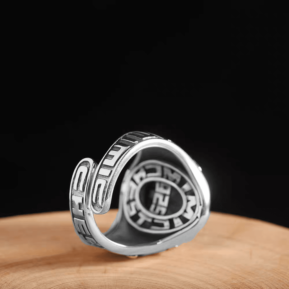 Pure silver ring S925 silver personalized men's rainbow glass index finger starry ring - MOWTE