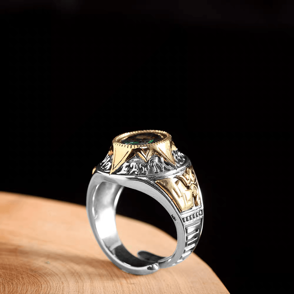 Pure silver ring S925 silver personalized men's rainbow glass index finger starry ring - MOWTE