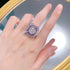 S925 Silver High Carbon Diamond White G Color Ring 9 * 11mm Elliptical Ice Flower Cut - MOWTE