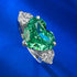 High carbon diamond ring with 925 silver throughout 10 * 12 emerald green ice flower cut heart-shaped women's ring - MOWTE