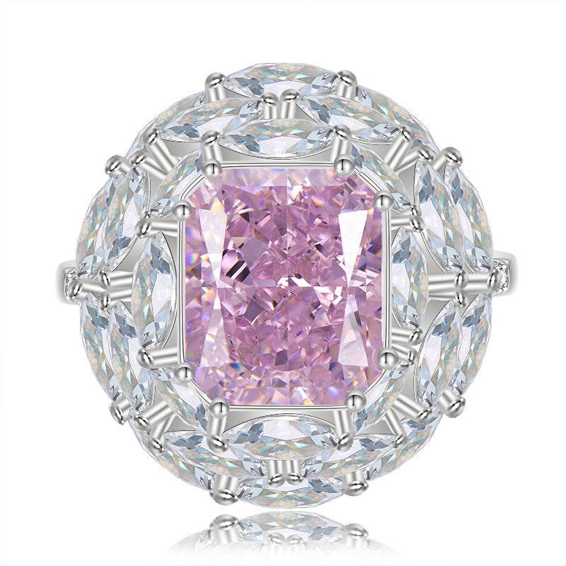 New Rich Lady's Happy Luxury Cherry Blossom Pink 10 * 12 Pink Diamond Ring - MOWTE