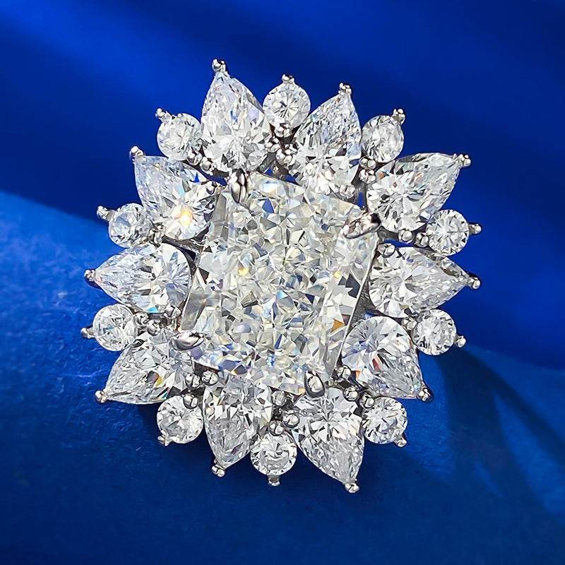 High carbon diamond 9 * 11mm rectangular ice flower cut luxury inlaid with diamonds - MOWTE
