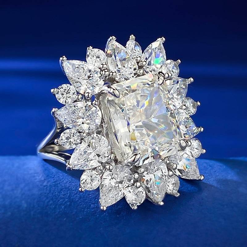 High carbon diamond 9 * 11mm rectangular ice flower cut luxury inlaid with diamonds - MOWTE