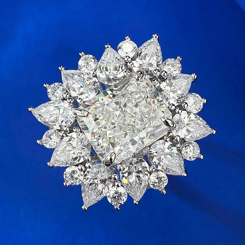 High carbon diamond 9 * 11mm rectangular ice flower cut luxury inlaid with diamonds - MOWTE
