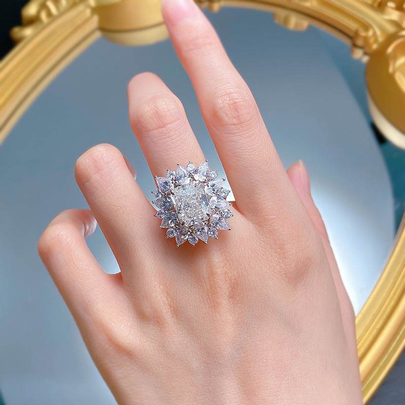 High carbon diamond 9 * 11mm rectangular ice flower cut luxury inlaid with diamonds - MOWTE