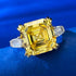 925 Silver Pagoda 12 * 12mm Asche High Carbon Diamond Yellow Diamond Ring - MOWTE