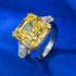 925 Silver Pagoda 12 * 12mm Asche High Carbon Diamond Yellow Diamond Ring - MOWTE