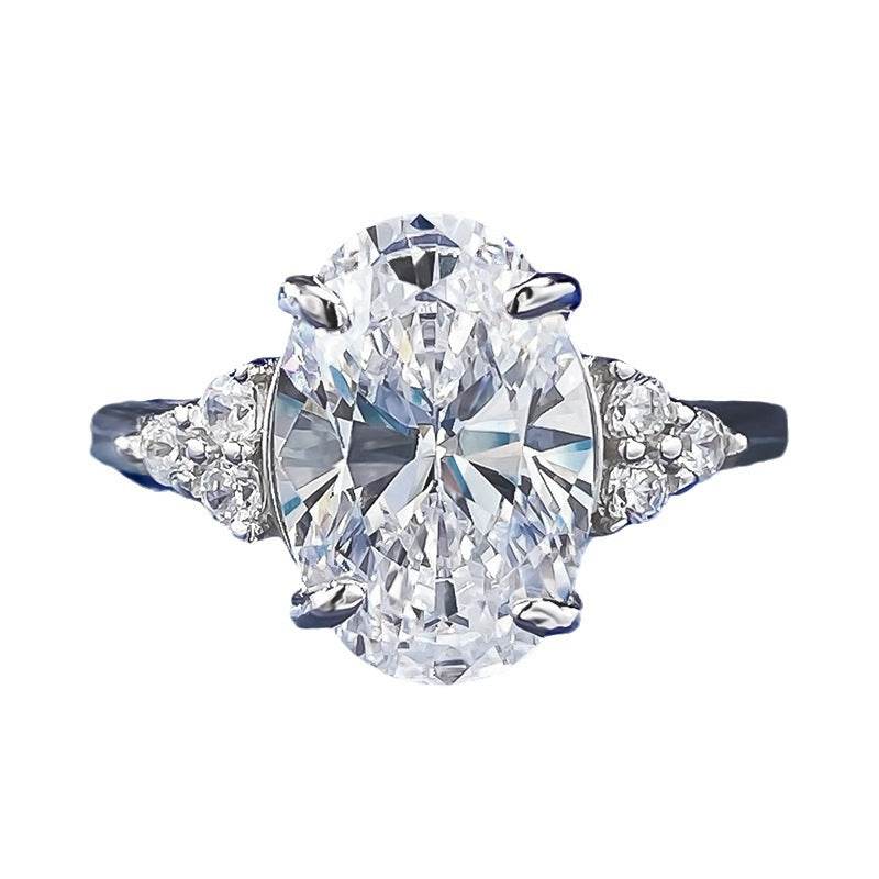 New Top Simulation Diamond Ring 8 * 12mm oval cut White Diamond Wedding Ring - MOWTE
