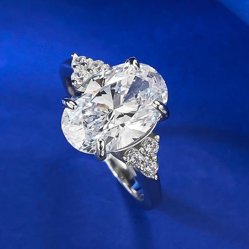 New Top Simulation Diamond Ring 8 * 12mm oval cut White Diamond Wedding Ring - MOWTE