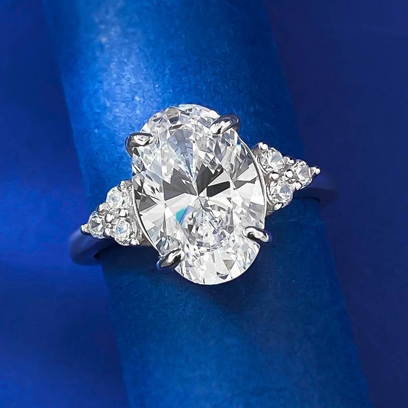 New Top Simulation Diamond Ring 8 * 12mm oval cut White Diamond Wedding Ring - MOWTE