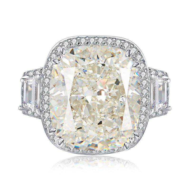 Hot selling high carbon diamond 12 * 14mm fat square ice flower cut pure silver ring - MOWTE