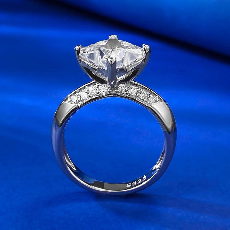 Four cornered irregular high carbon diamond ring for women 925 silver daily outfit - MOWTE