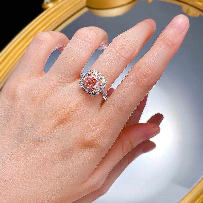 8 * 8 Fat Fang Papalacha High Carbon Diamond S925 Silver Engagement Ring - MOWTE