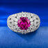 S925 Silver Fashion Commuter 8.0mm Pink Round Diamond Ring - MOWTE
