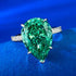 High carbon diamond 10 * 14mm water droplet emerald green wedding ring for women - MOWTE