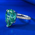 High carbon diamond 10 * 14mm water droplet emerald green wedding ring for women - MOWTE