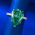 High carbon diamond 10 * 14mm water droplet emerald green wedding ring for women - MOWTE